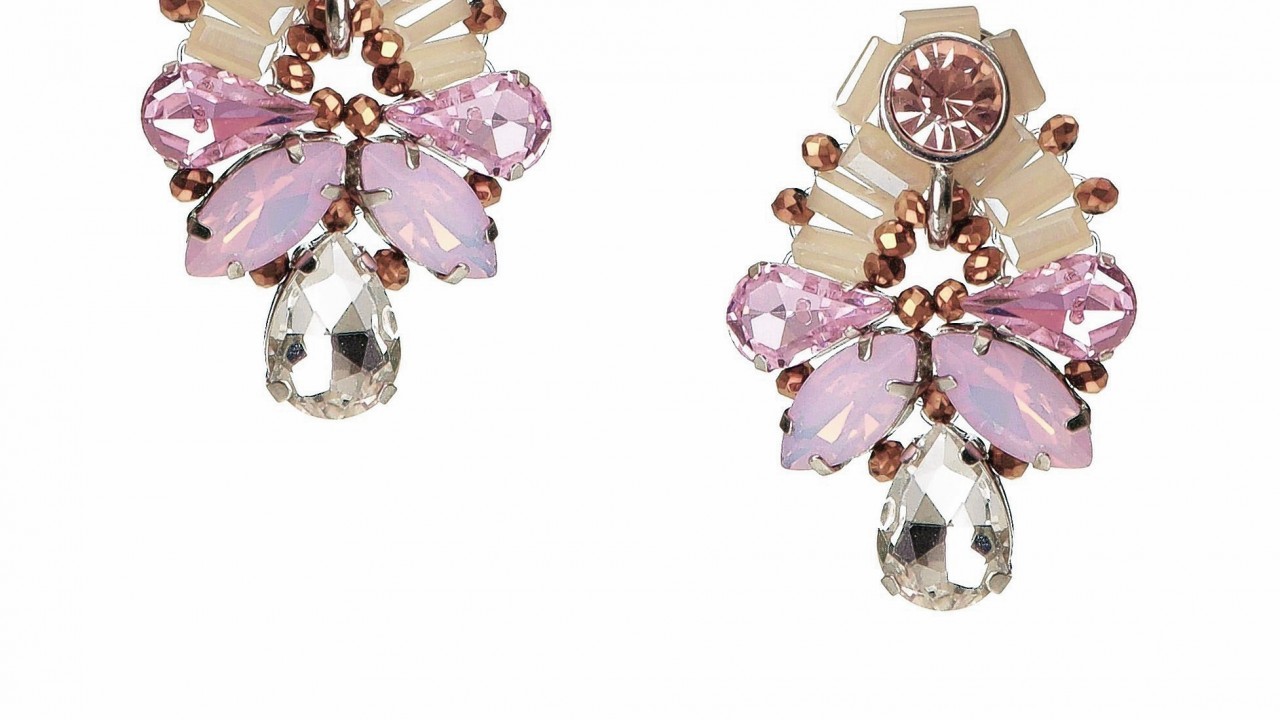 Butterfly Midi-Size Deco-Inspired Earring in Pink & Neutral, £38, Butterfly