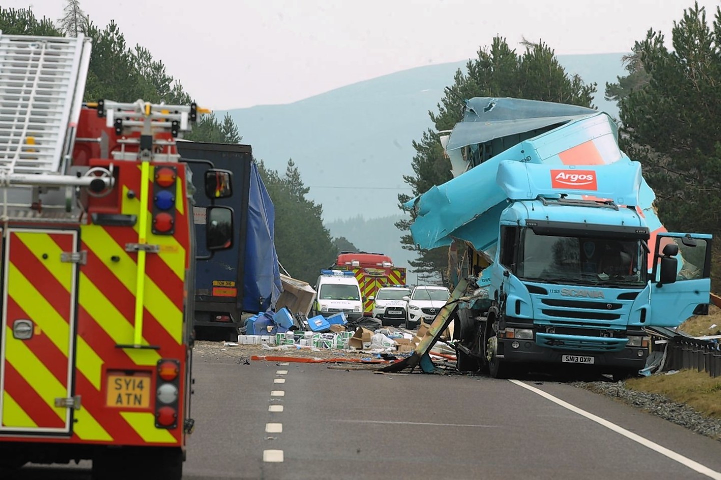 One person has reportedly died in a two-lorry crash on the A9