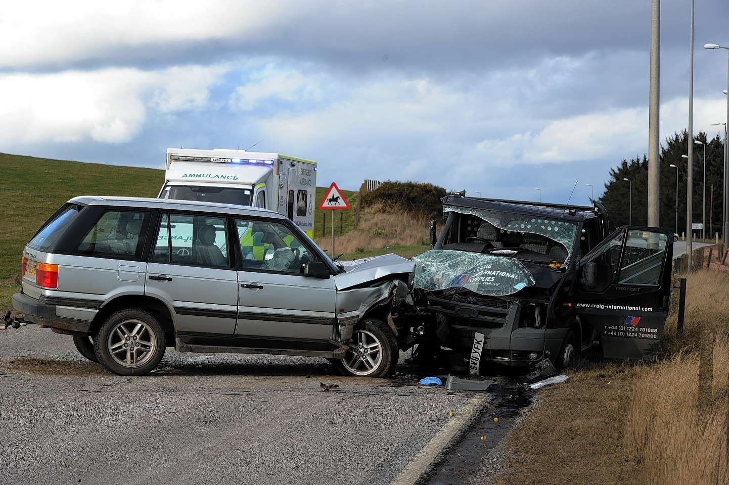 The scene of the crash near the Cock and Bull on the A90