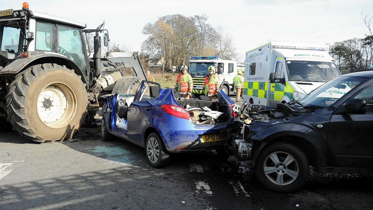 The vehicles collided at the Findhorn Bridge yesterday afternoon