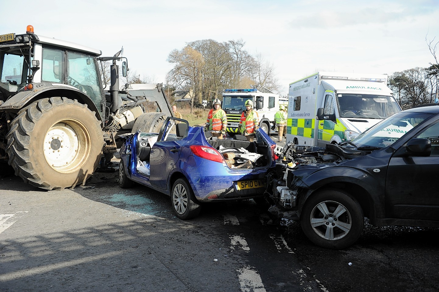 The vehicles collided at the Findhorn Bridge yesterday afternoon