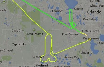 The pilot amused himself by plotting this route...