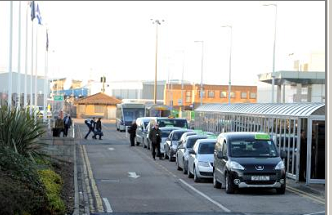 The airport taxi rank