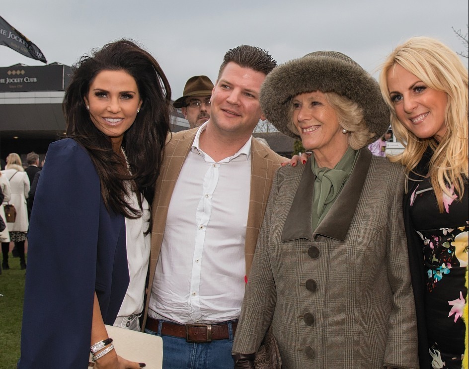 Camilla, Duchess of Cornwall posed for photographs in the paddock with racegoers including Katie Price