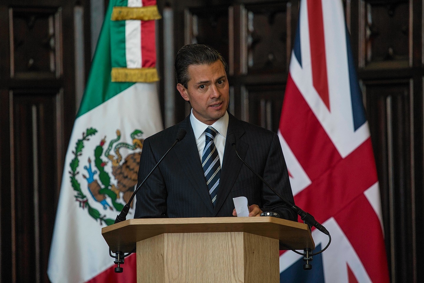 Enrique Pena Nieto speaks in Aberdeen