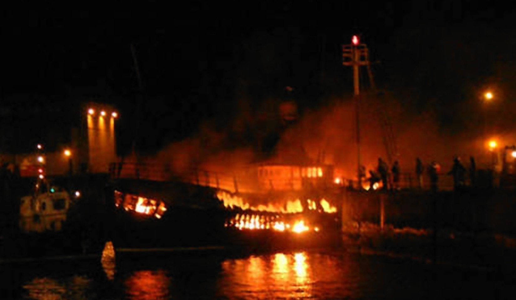 A maritime response team could soon be based in Peterhead. Pictured: A fire on a north-east boat several years ago.