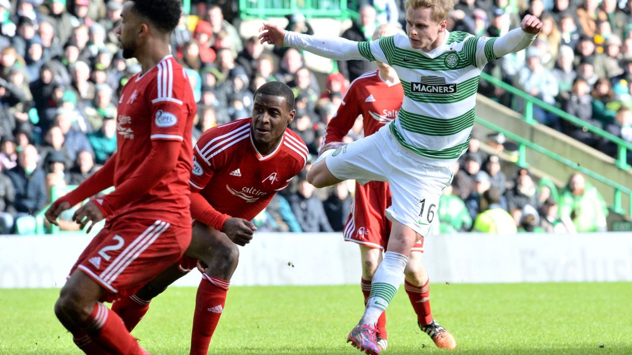 Gary Mackay-Steven fires home for Celtic against the Dons