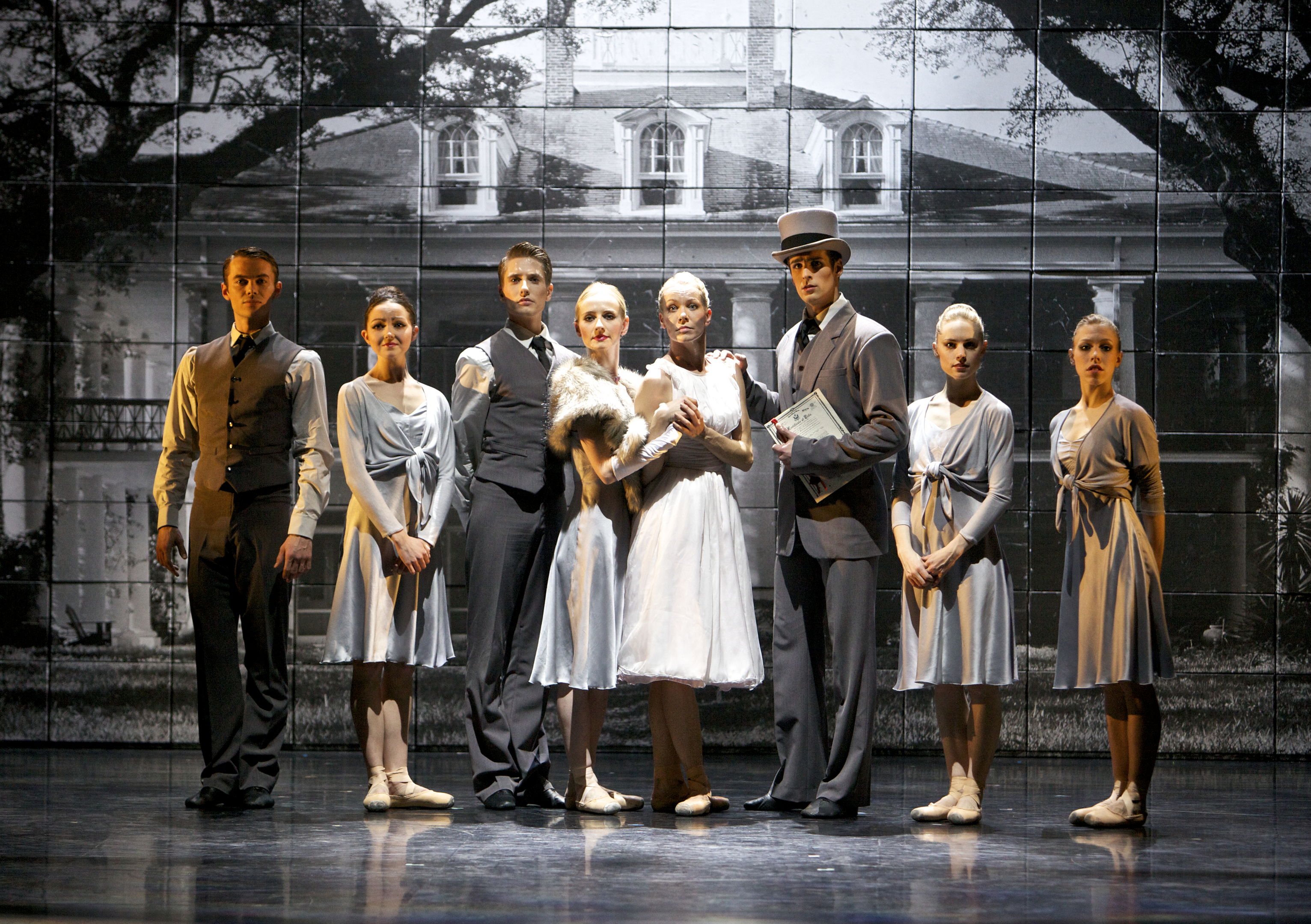 Eve Mutso as Blanche with the Company in A Streetcar Named Desire. Photograph by Andrew Ross.