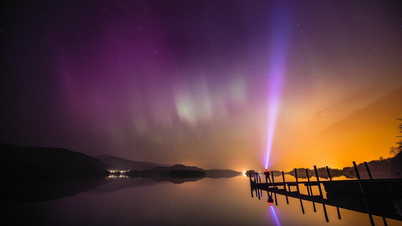 Northern Lights shot picture taken from the Lake District
