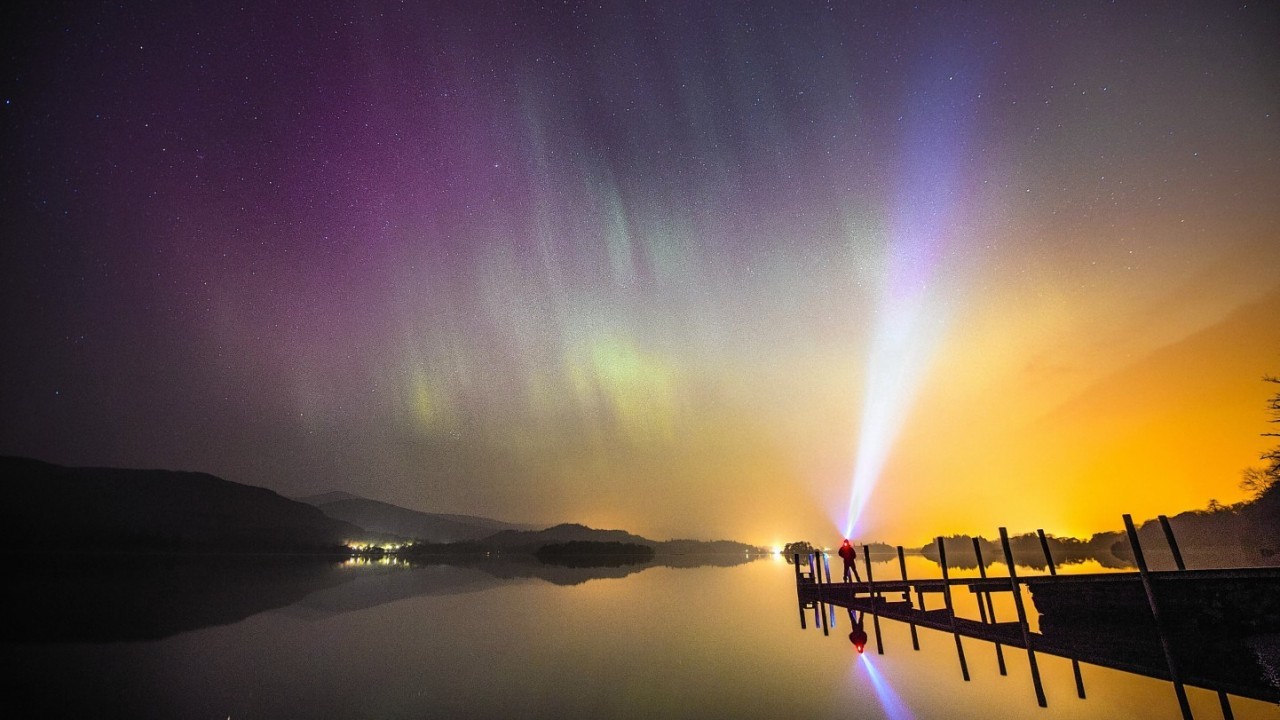 Northern Lights shot picture taken from the Lake District