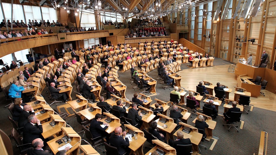 The Scottish Parliament debating chamber.