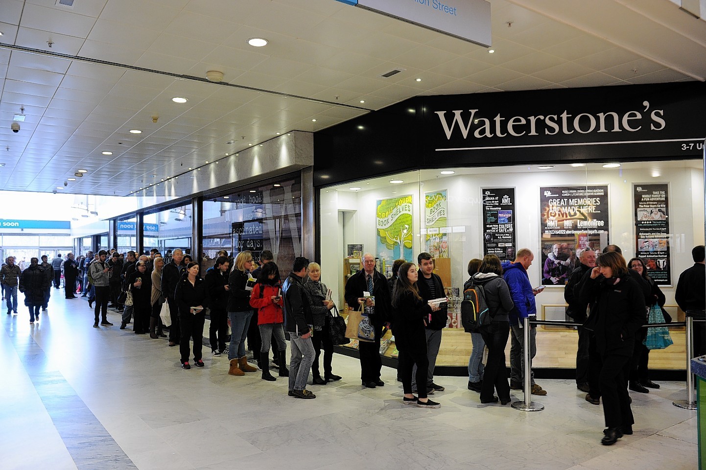 Supporters queued round the corner and beyond at Waterstones in Aberdeen