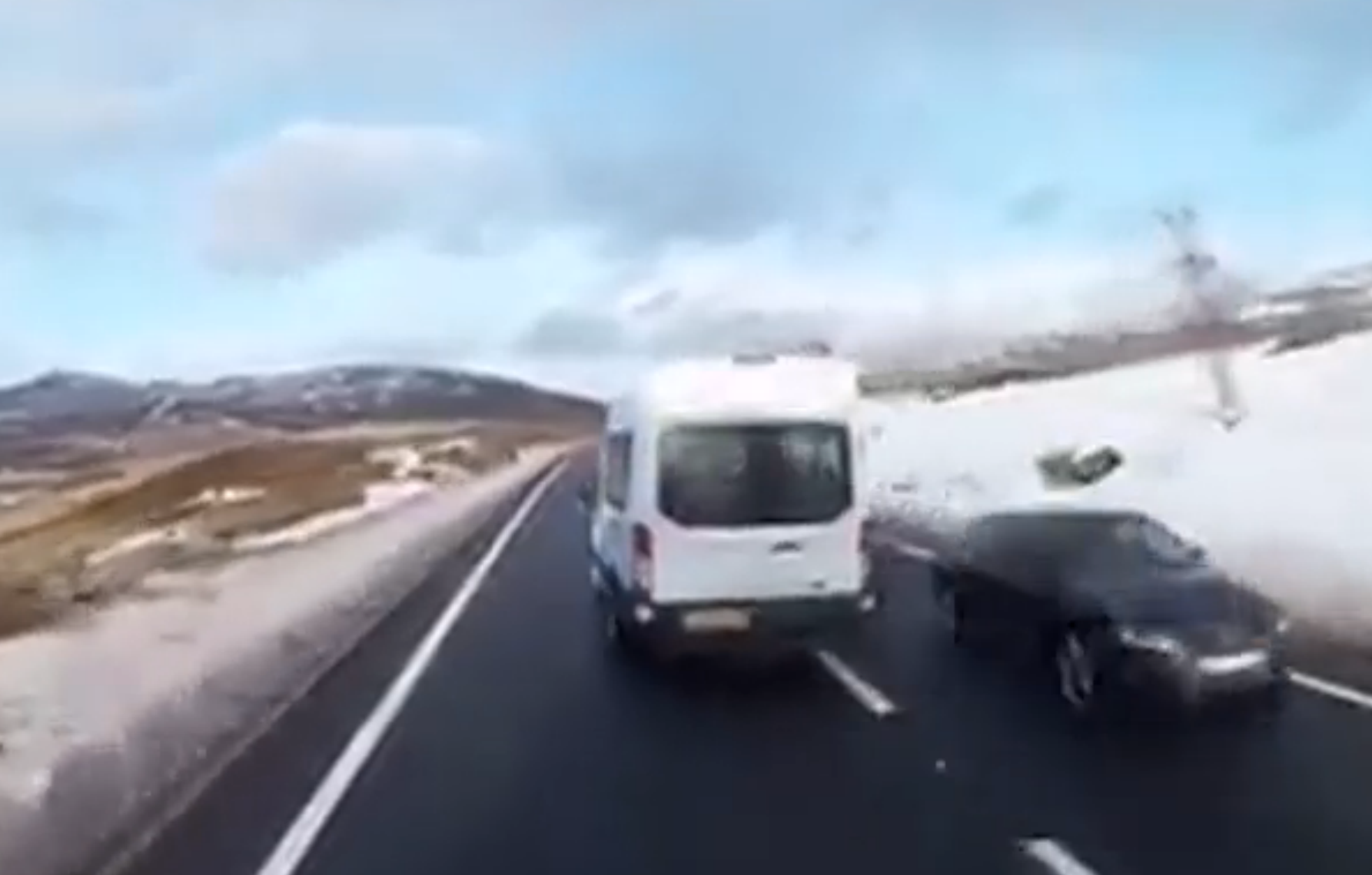Mini-bus comes within inches of head-on smash on the A9