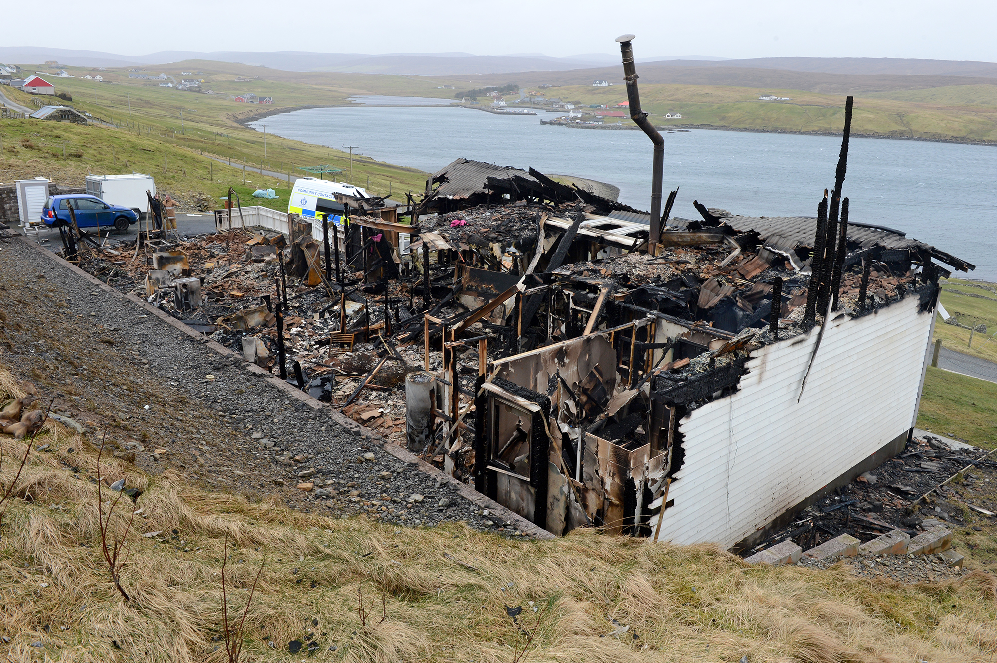 The house was completely destroyed by the fire 