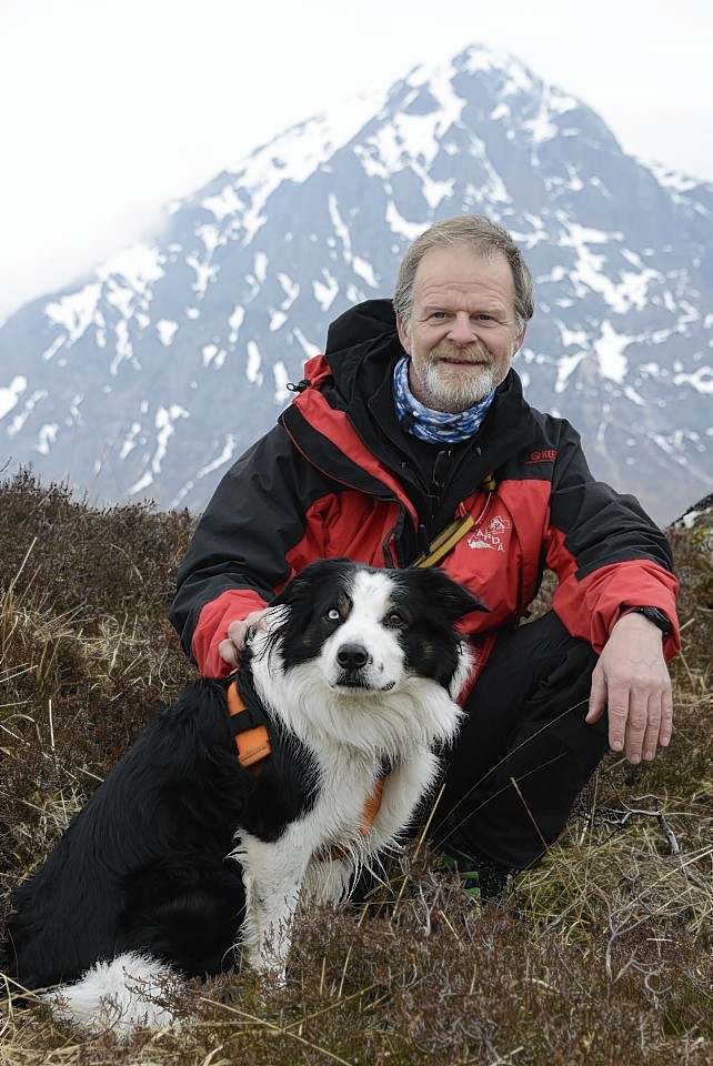 Stuart Hadden in Glencoe with the search dogs