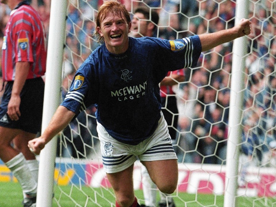 McCall celebrates netting against Kilmarnock during the 95/96 campaign