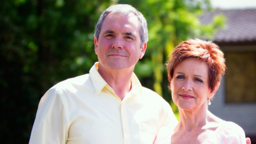 Jackie Woodburne, who plays Susan Kennedy, with her on-screen husband Karl, played by Alan Fletcher