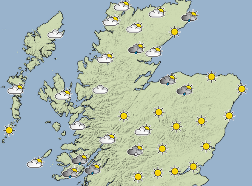 But fear not! Here's what's forecast for tomorrow lunchtime