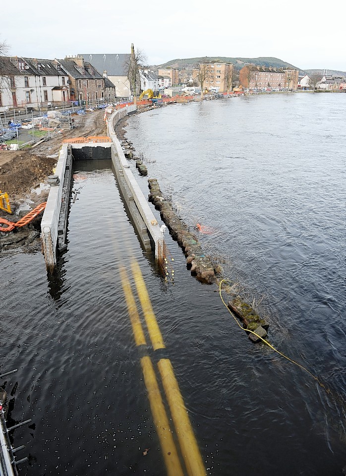 The River Ness in Inverness reached its highest point for many years at high tide yesterday afternoon