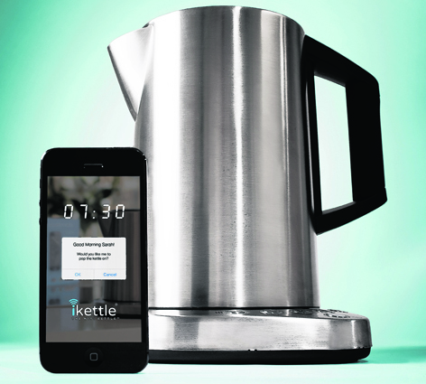 The iKettle can wake you via your smartphone telling you it’s all boiled and ready to pour