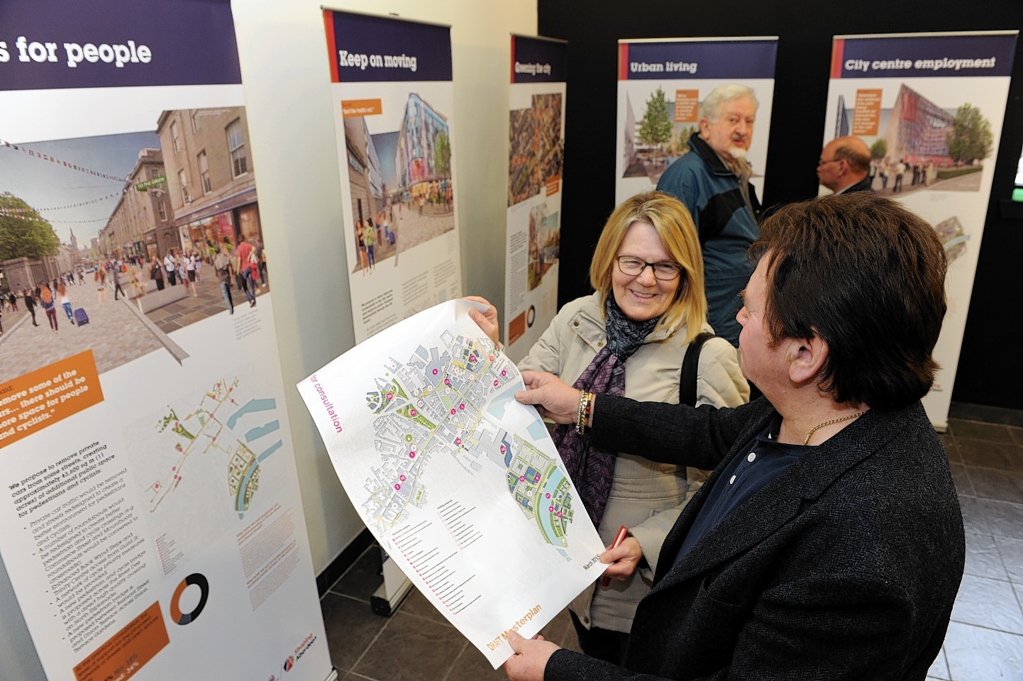 Christine and David Fraser from Cove looking round the Aberdeen Masterplan consultation held at Academy Shopping Centre.