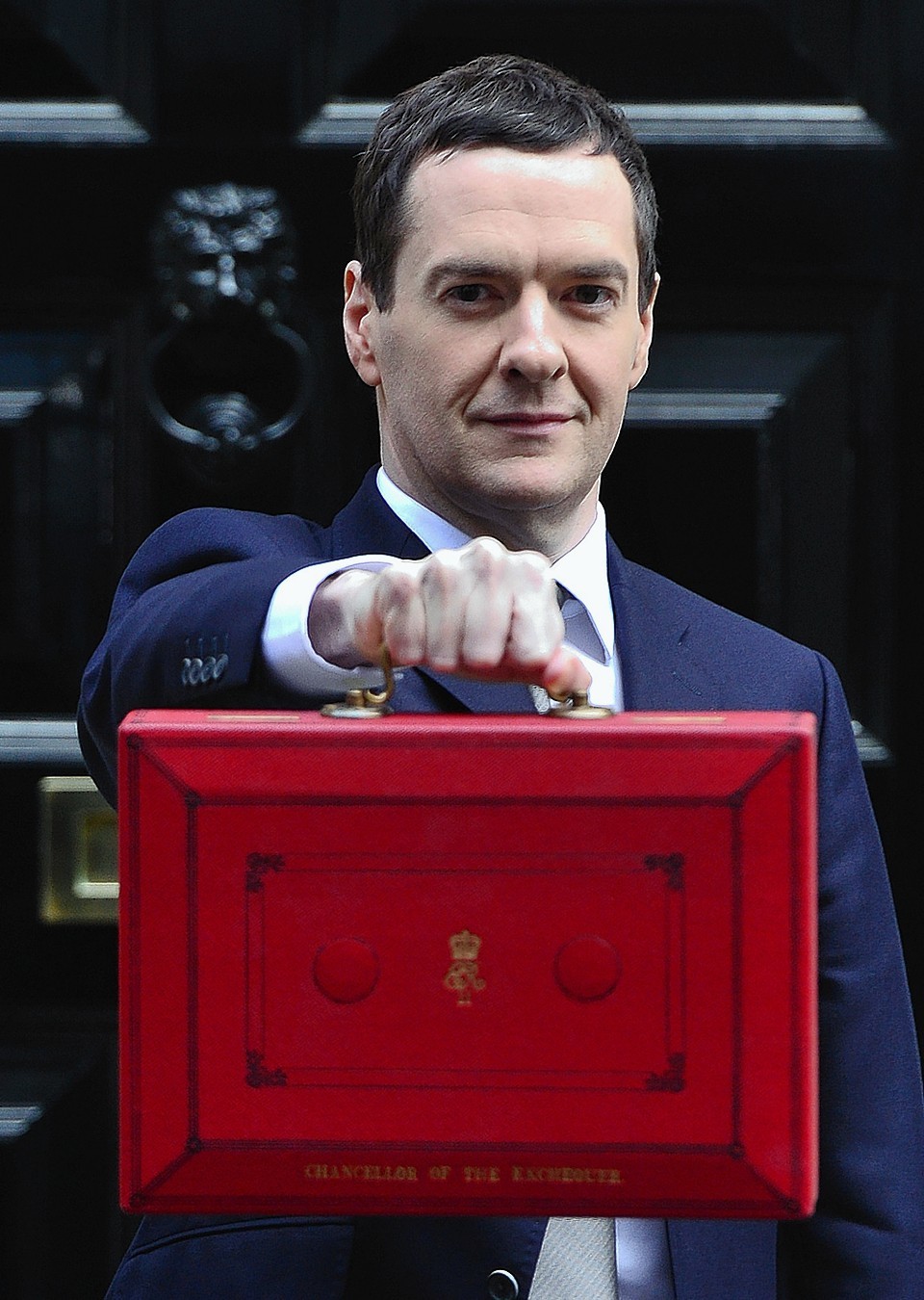 The chancellor on Downing Street earlier today