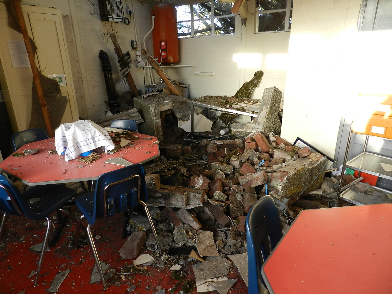 The damage at Fisherford School