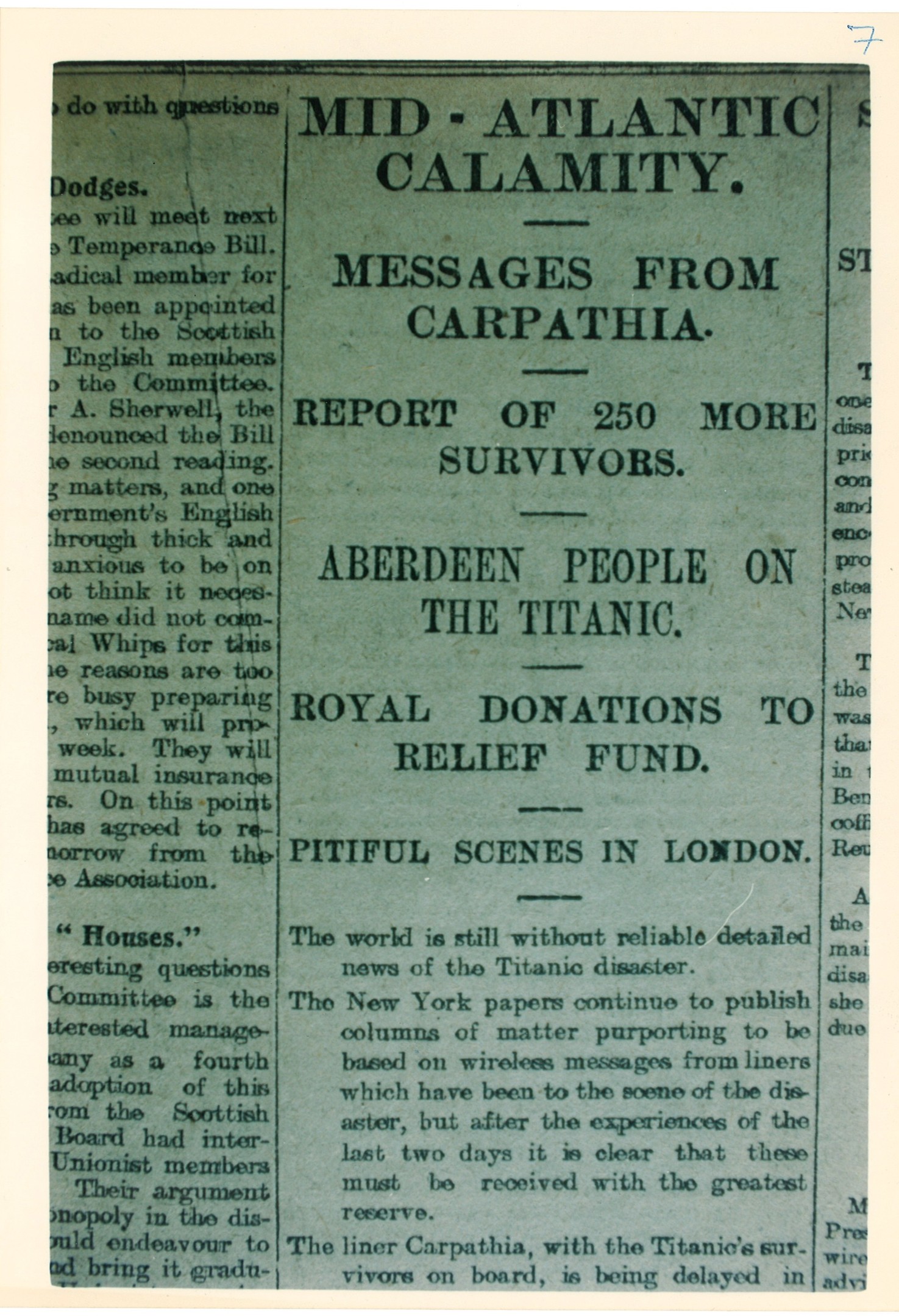 The Press and Journal's front page the day after the Titanic disaster