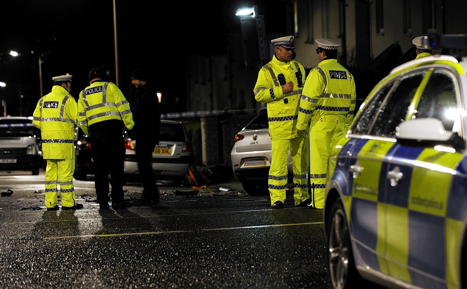 Police at the scene of the crash on Hilton Drive, Aberdeen