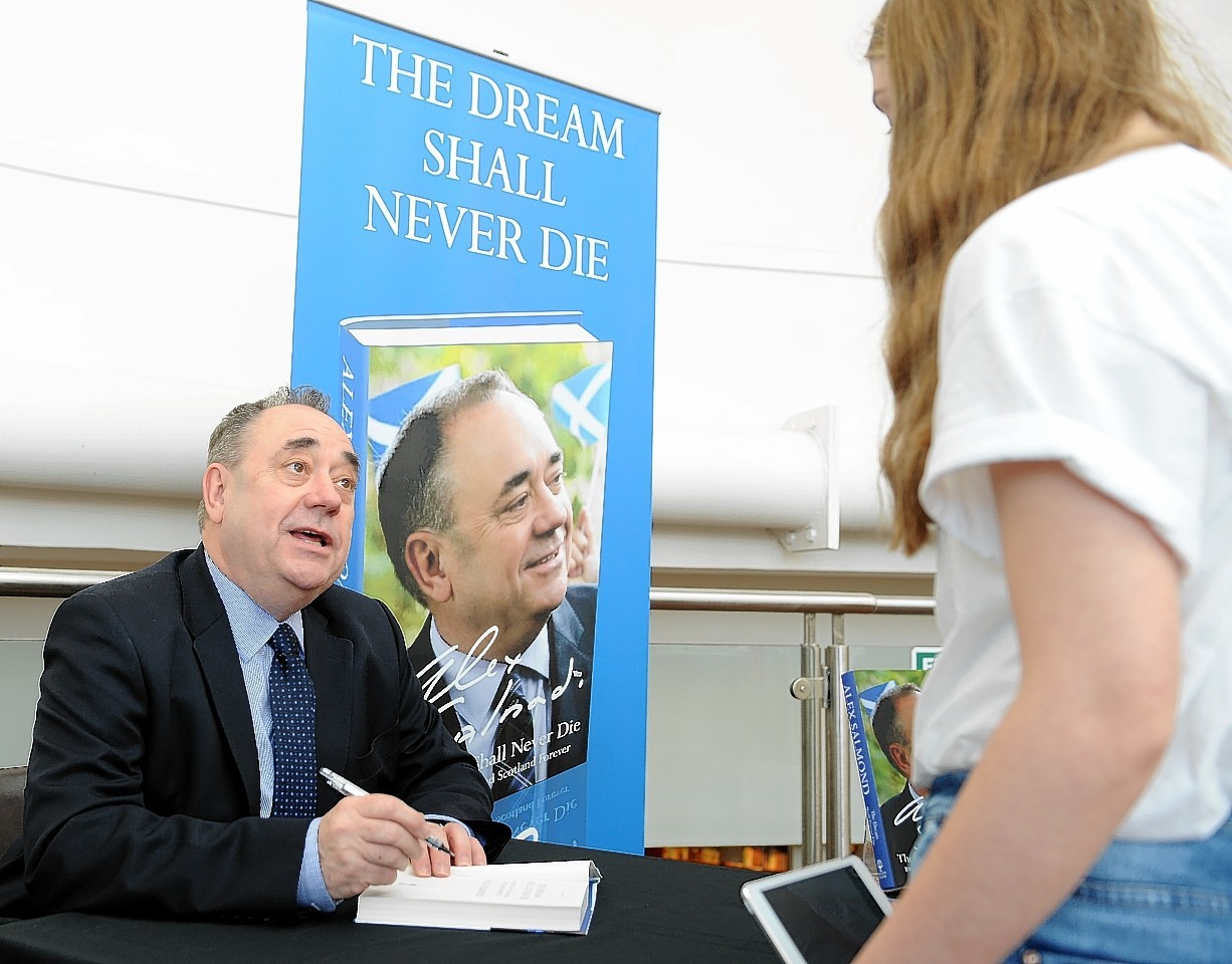 Alex Salmond signs his book for supporters in Waterstones in Inverness
