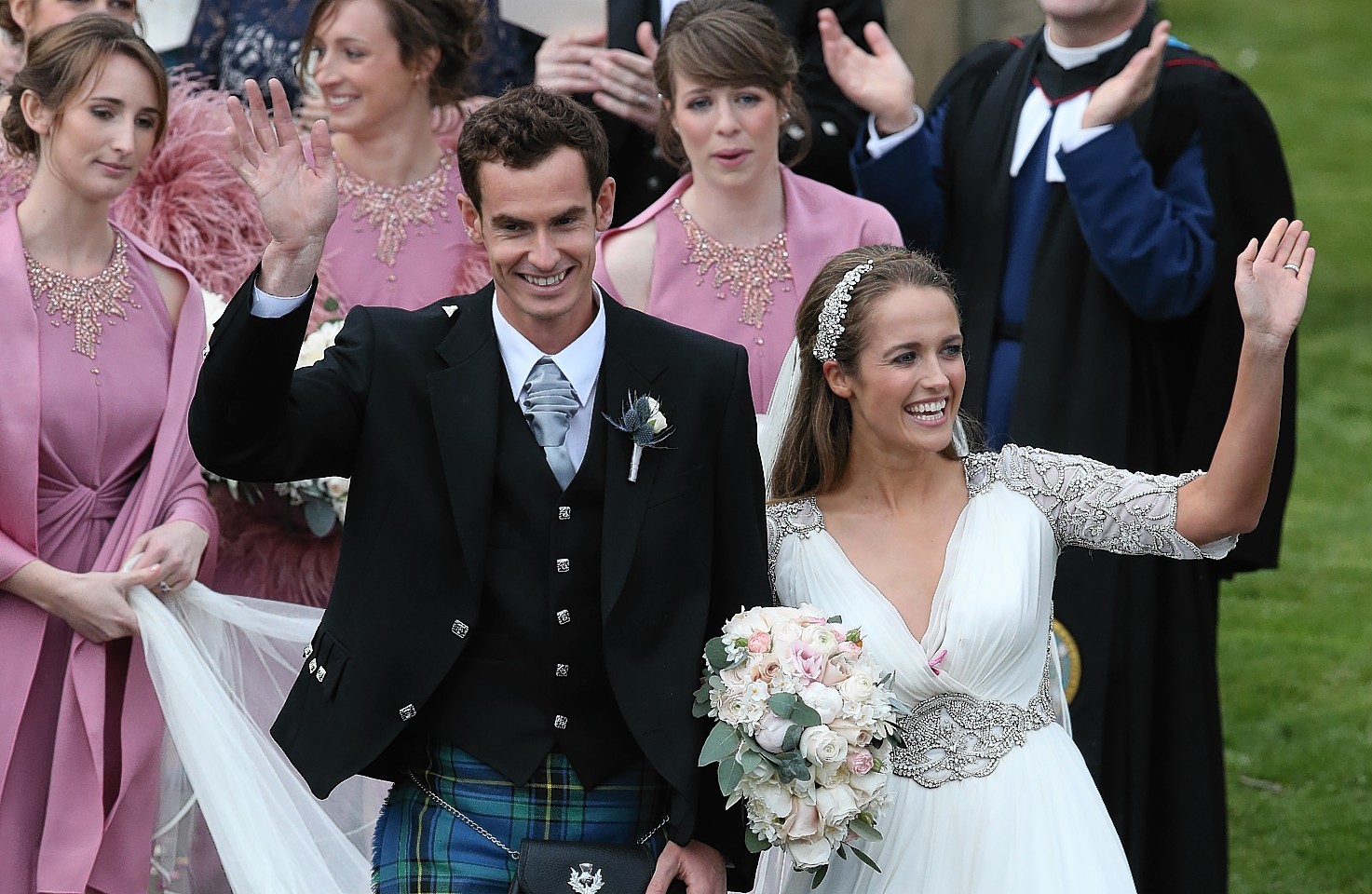 Andy and Kim Murray leave the Cathedral after the ceremony