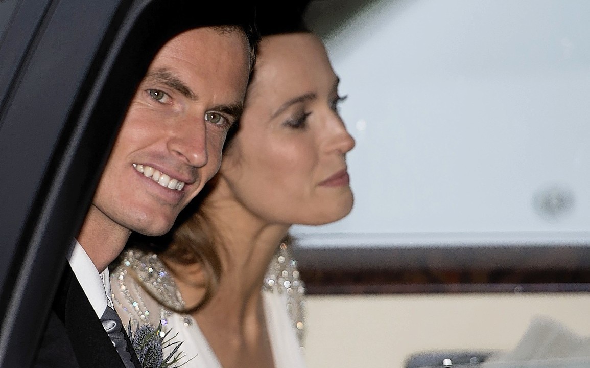 Crowds lined the streets this afternoon as Andy Murray married Kim Sears