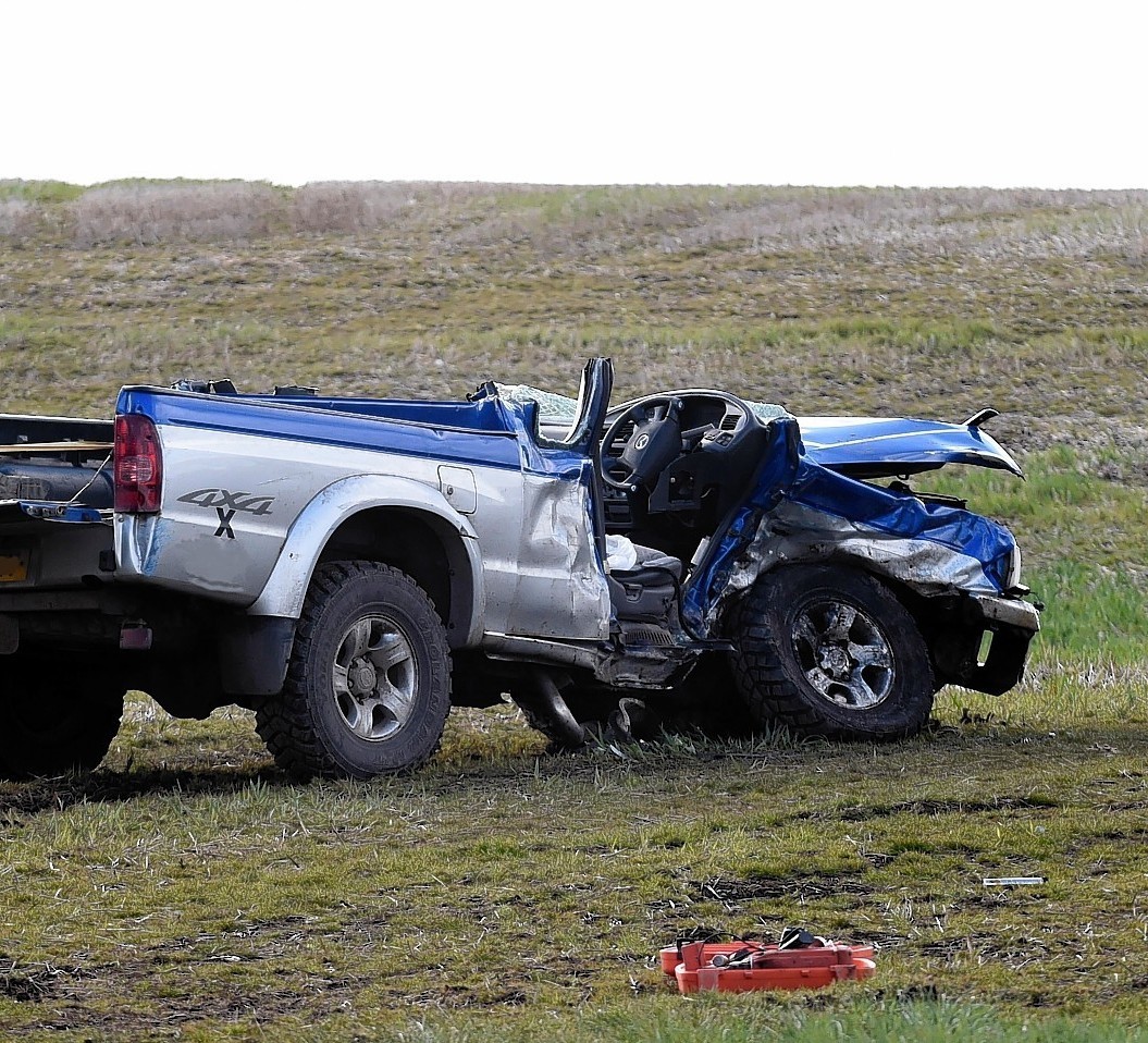 Firefighters used cutting gear to remove the top of the vehicle