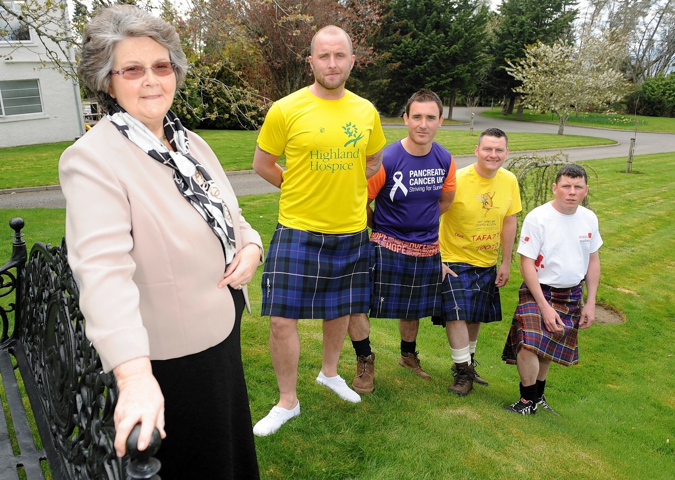 Donald MacLennan, Jamie Harkness, Brian Innes and Graeme Anderson with Christine Macdonald