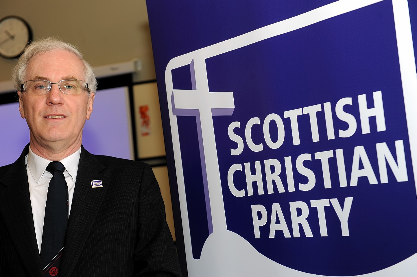 Dr Donald Boyd, leader of the Scottish Christian Party, launching their manifesto at Eden Court, Inverness, in April