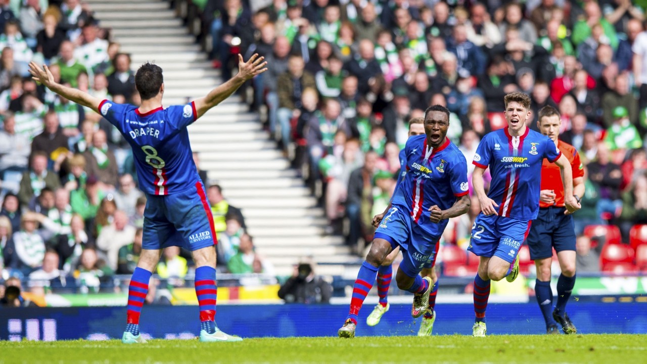 Caley Thistle celebrate Ofere's goal