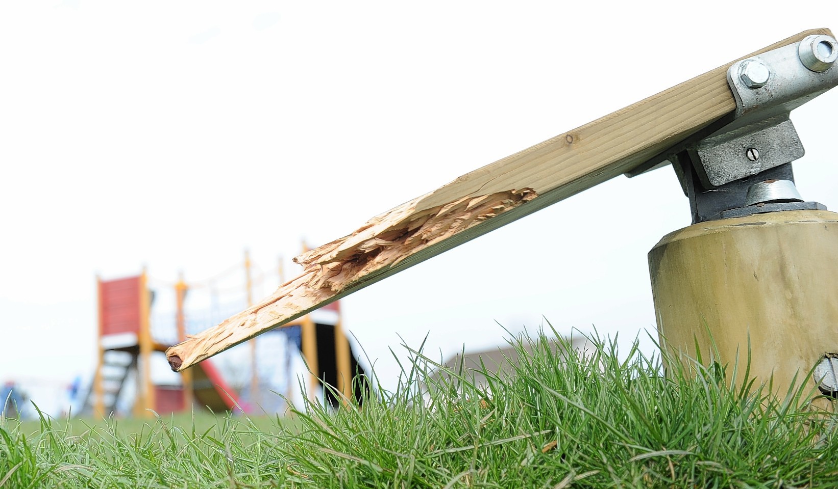 Auchterellon Play Park at Ellon has been vandalised. Six year old Gregor Neilson at the scene.