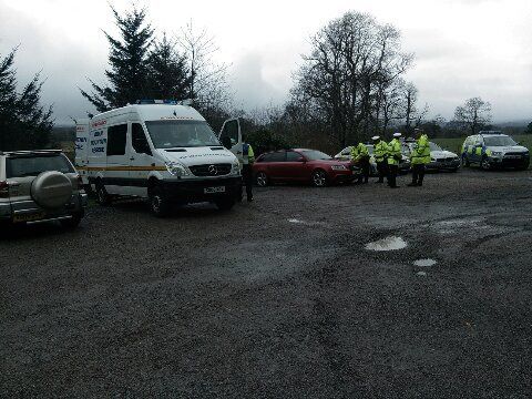 One of the search teams by the loch