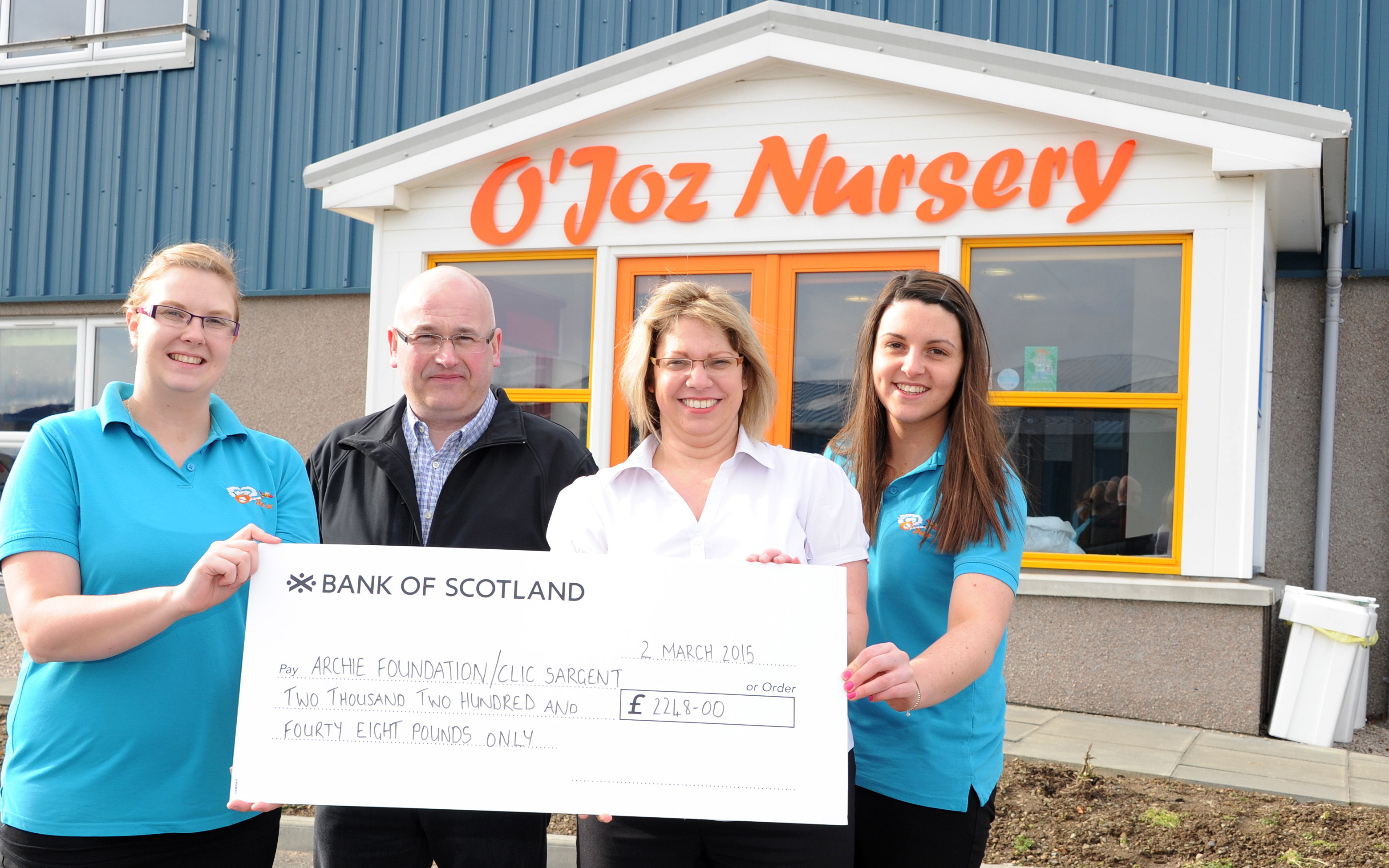 O'Joz nursery and Fabritech have raised more than £2,200 for two charities