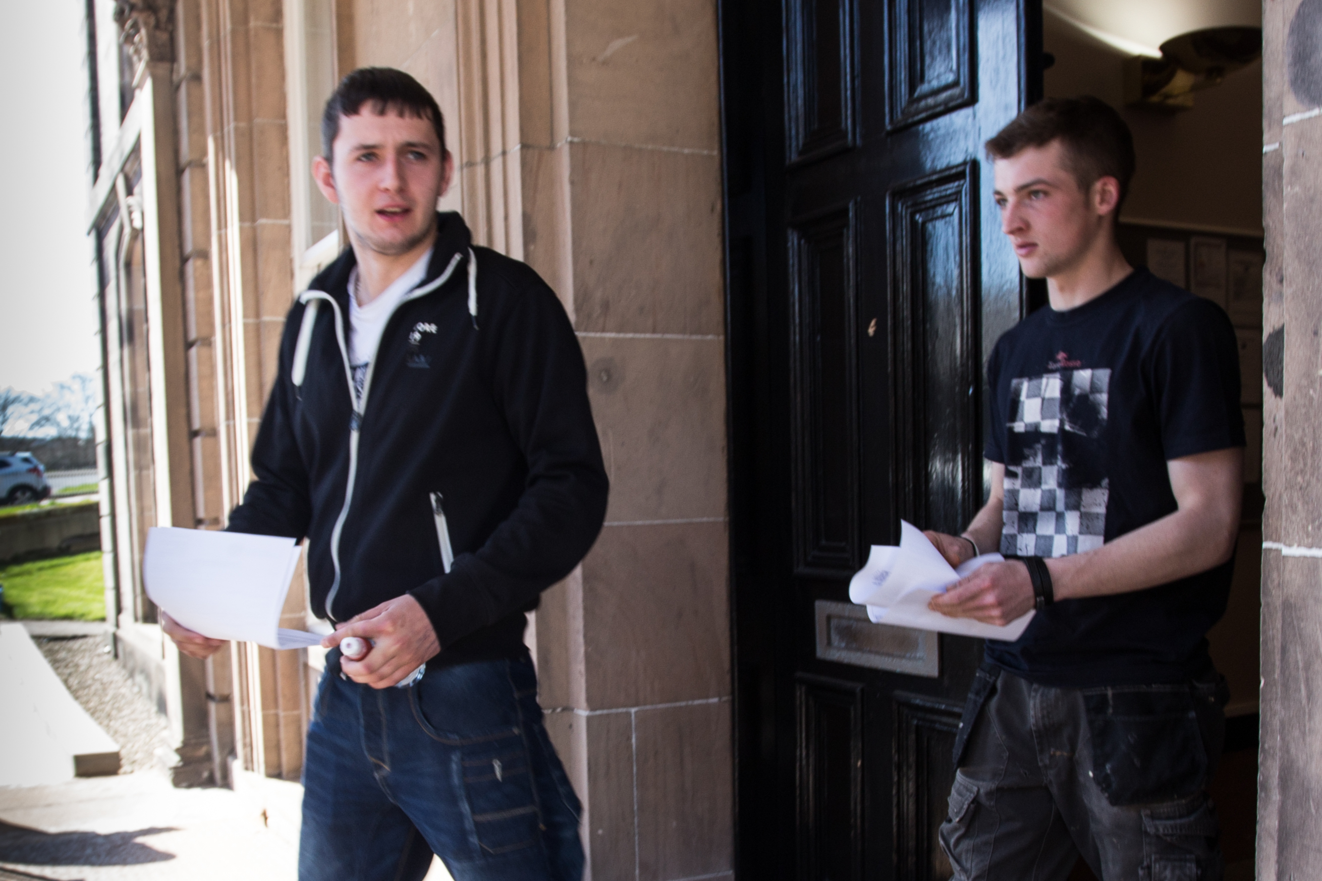 Craig Black and Mark Skene leave court