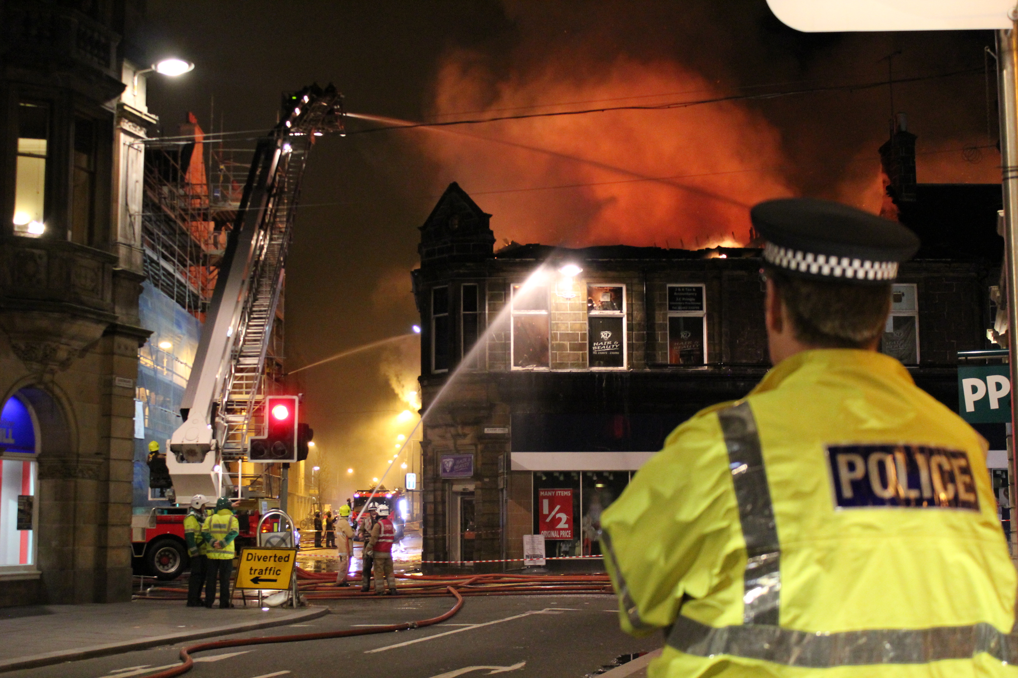 The fire on Academy Street, picture by Catherine Welsh