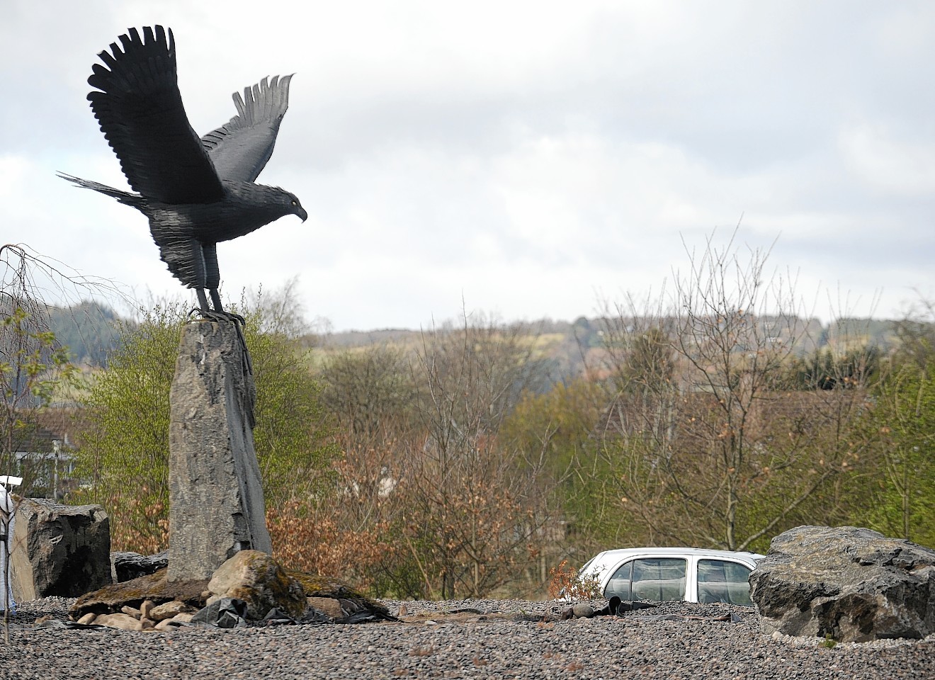 The Eagle Has Landed, an eagle sculpture has been installed on a roundabout on the Inverness Southern Distributor Road