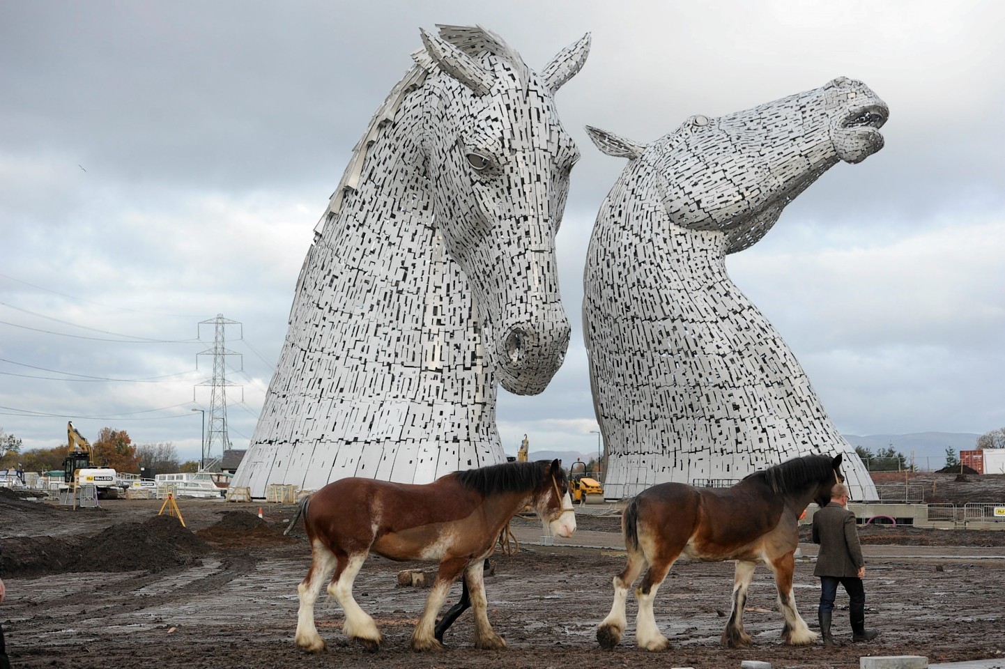 The Kelpies, a huge 100 ft £5m sculpture by the Scot artist Andy Scott at Falkirk,