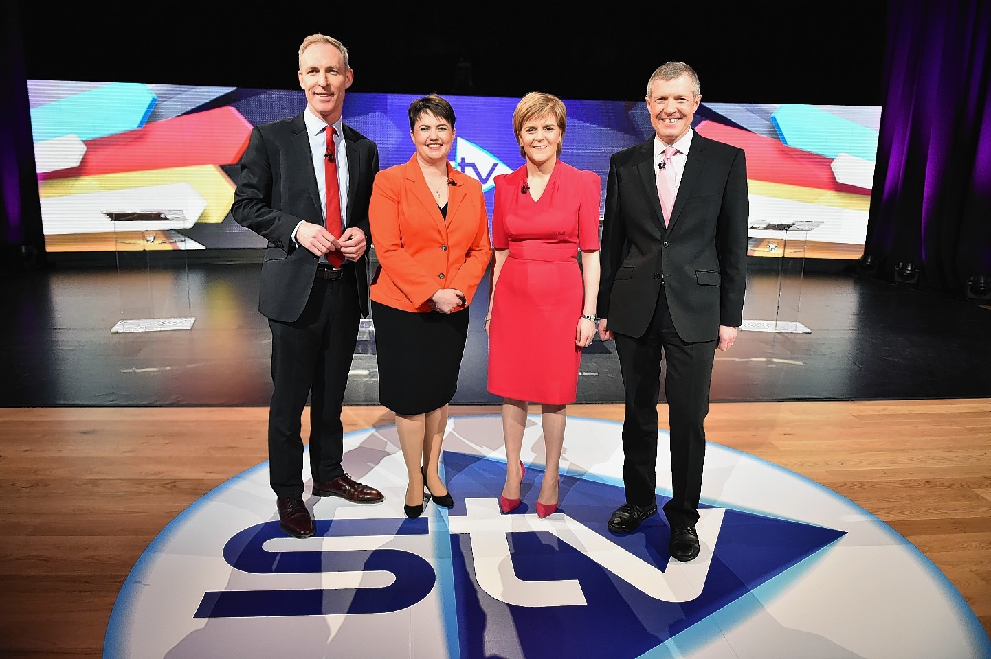 Jim Murphy, Scottish Conservative leader Ruth Davidson, First Minister and SNP leader Nicola Sturgeon and Scottish Liberal Democrat leader Willie Rennie