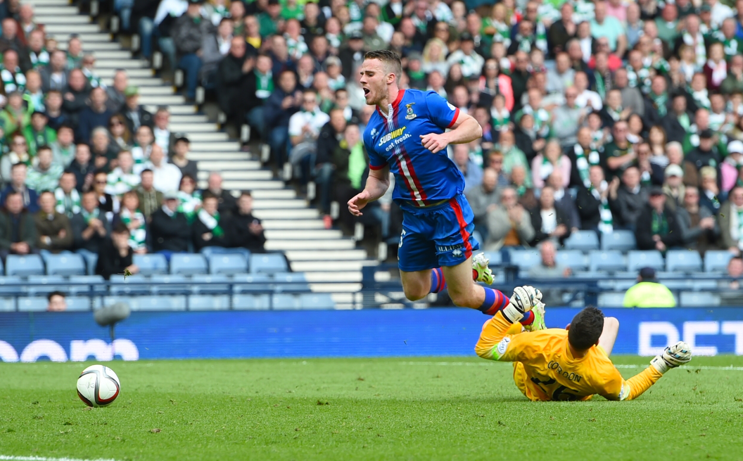 The moment that changed the shape of the game as Craig Gordon brings down Marley Watkins