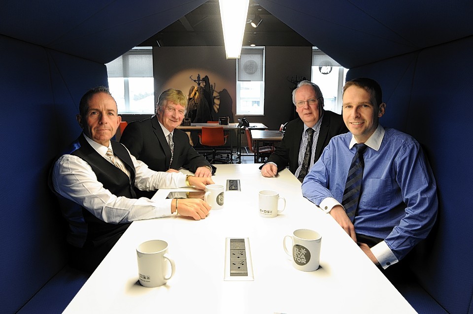 Professor Gary McEwan, Chief Executive Elevator, Andy Willox, Vice Chair of the UK National Policy Committee FSB, Ian Armstrong, SCDI Regional Director and James Bream, Research and Policy Director Aberdeen & Grampian Chamber of Commerce