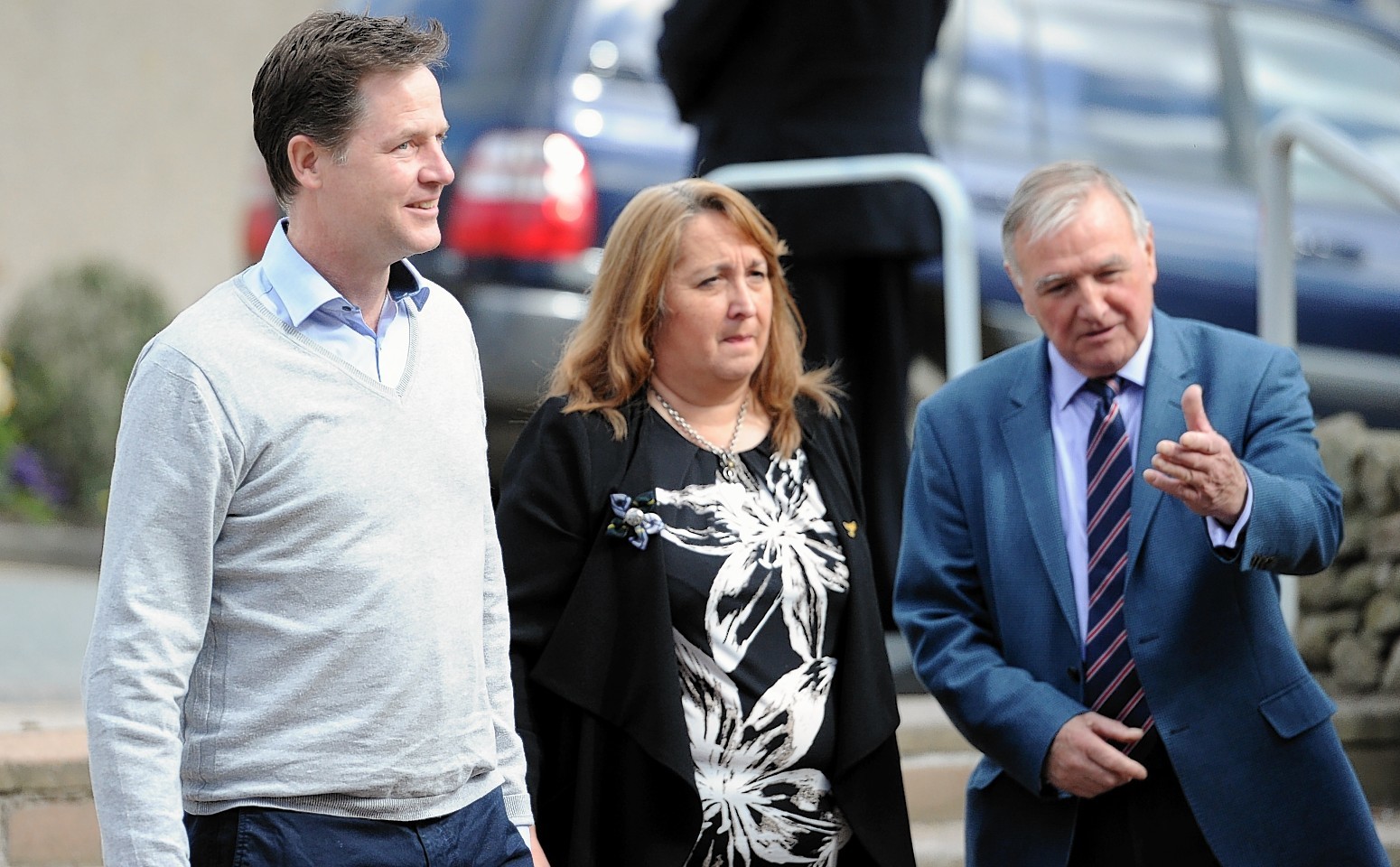 Sir Malcolm Bruce with Lib Dem candidate Christine Jardine and Lib Dem leader Nick Clegg.  Picture by Kami Thomson