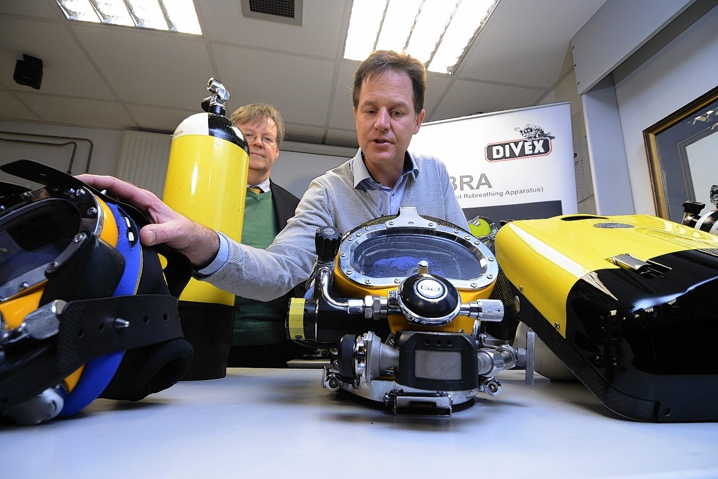 Deputy Prime Minister and Lib Dem Leader Nick Clegg visiting Divex Global, who supply and manufacture diving and subsea equipment, in Westhill