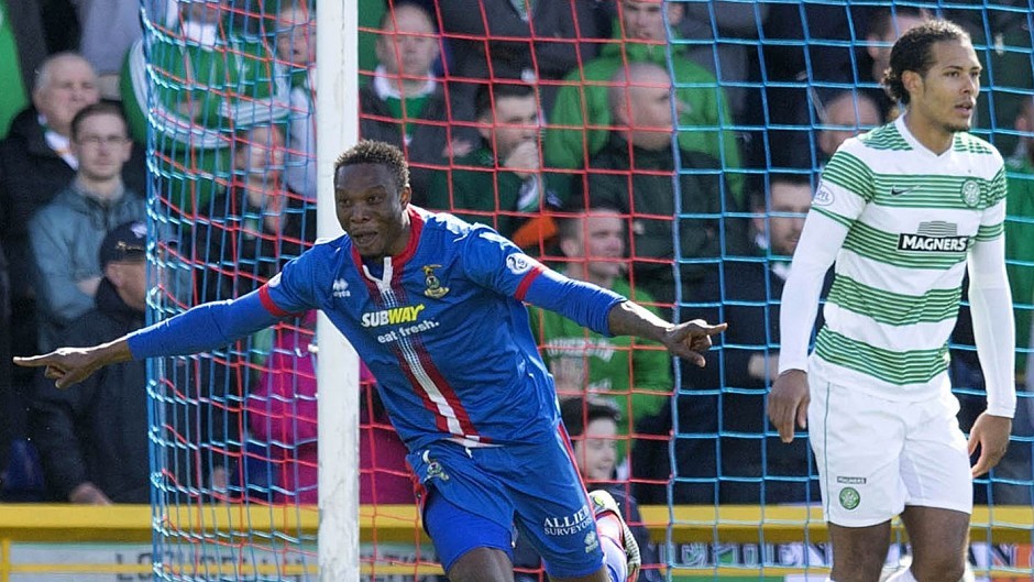 Edward Ofere, left, scored for Inverness in their 1-1 draw with Celtic