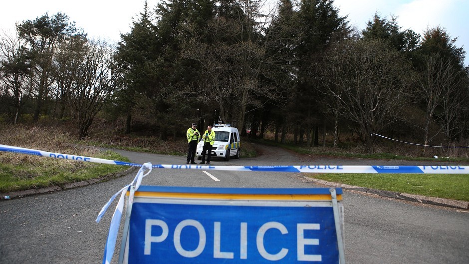 Police block a road near Windyhill Golf club